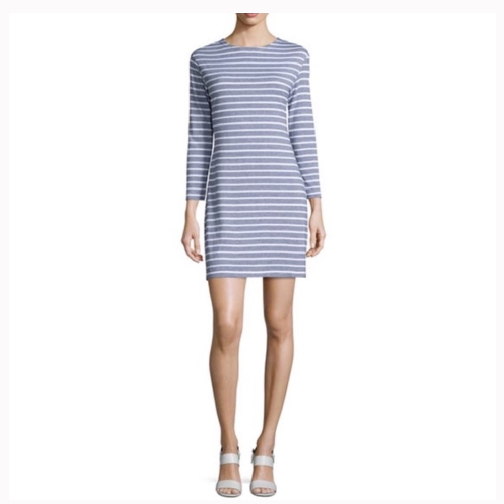 Sail to Sable Women's Blue Textured Stripe Long Sleeve Knit Lightweight Dress XL